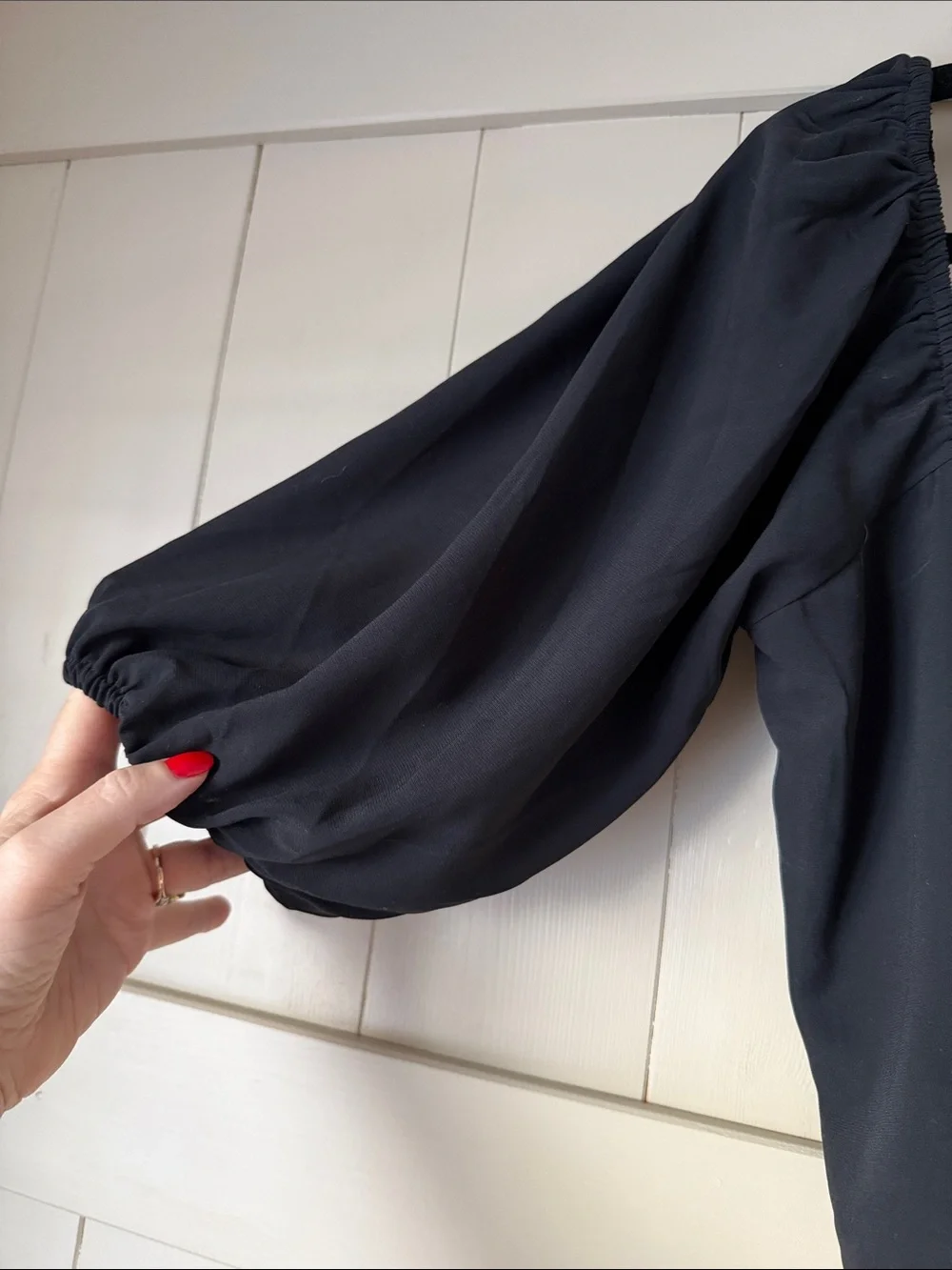 Abercrombie & Fitch Black Puff-Sleeve Square Neck Top